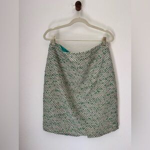 Kate Spade Textured Green and Cream Pencil Skirt